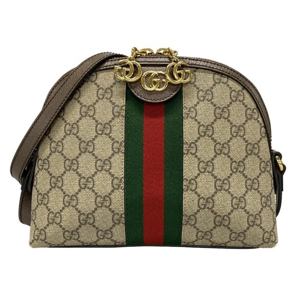 GUCCI Ophidia 499621 Dark Brown Beige Multi PVC Leather Shoulder Bag - Picture 1 of 16